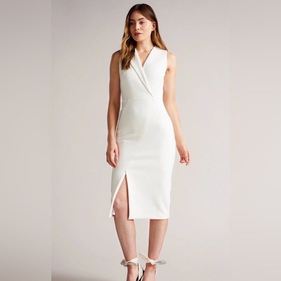 Ted Baker Dresses & Skirts - LAST CHANCE Ted Baker Tilaolah White Sleeveless V-Neck Bodycon Dress Size 2